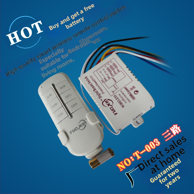 BRIGHT MR-703 Trokanalni bežični prekidač za 220V, 50/60 Hz, ukupna snaga 3000W, domet daljinskog upravljača do 20 m, za višekanalne lampe i kristalne lampe