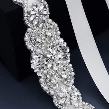 Vjenčani pojas za struk od tkanog pojasa, ručno izrađeni kristali i biseri, širina preko 4 cm, kopča: Gucker