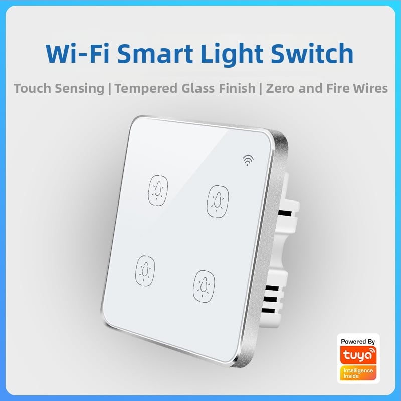 Интелигентен контролер за осветление с дистанционно управление, 100-240V AC, ≤800W натоварване, нулева фаза свързване, панел от закалено стъкло