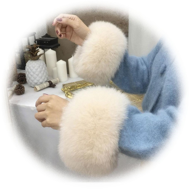 Manšeta od lisice za rukave i čizme – prava krzna, ženski zimski dodatak, jednobojni stil japansko-korejski