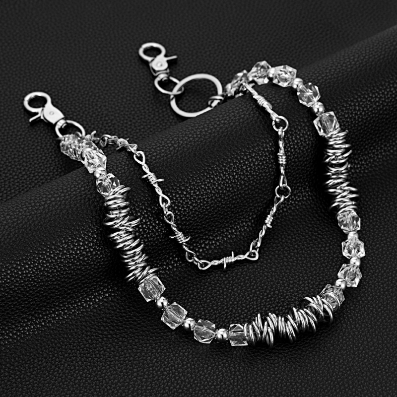 Lanac za struk za traperice - dvostruki sloj, dizajn s bodljama u obliku bombona, hip-hop stil, metal, unisex