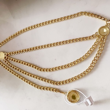 Lant talie cu pandantiv rotund, metal, trei straturi, reglabil, accesorii pentru femei