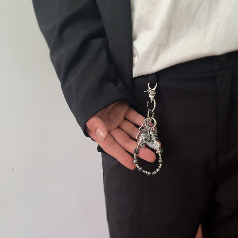 Metalni kaiš lanac s privjescima golubice i dvostrukim križem, unisex, svestran stil, širina 1 cm, duljina ispod 60 cm