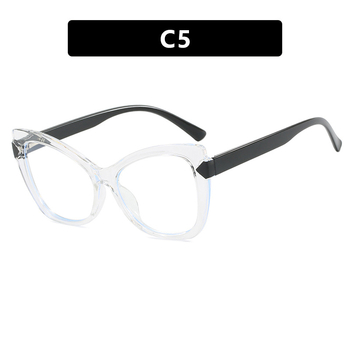 Ramă de ochelari Cat-eye cu blocuri de culoare, stil european și american, lentile de prescripție medicală, blocare a luminii albastre, ramă de ochelari fără machiaj, stil minimalist cu diverse culori