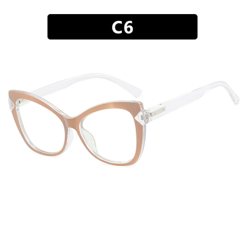 Ramă de ochelari Cat-eye cu blocuri de culoare, stil european și american, lentile de prescripție medicală, blocare a luminii albastre, ramă de ochelari fără machiaj, stil minimalist cu diverse culori