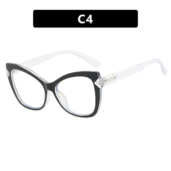 Ramă de ochelari Cat-eye cu blocuri de culoare, stil european și american, lentile de prescripție medicală, blocare a luminii albastre, ramă de ochelari fără machiaj, stil minimalist cu diverse culori