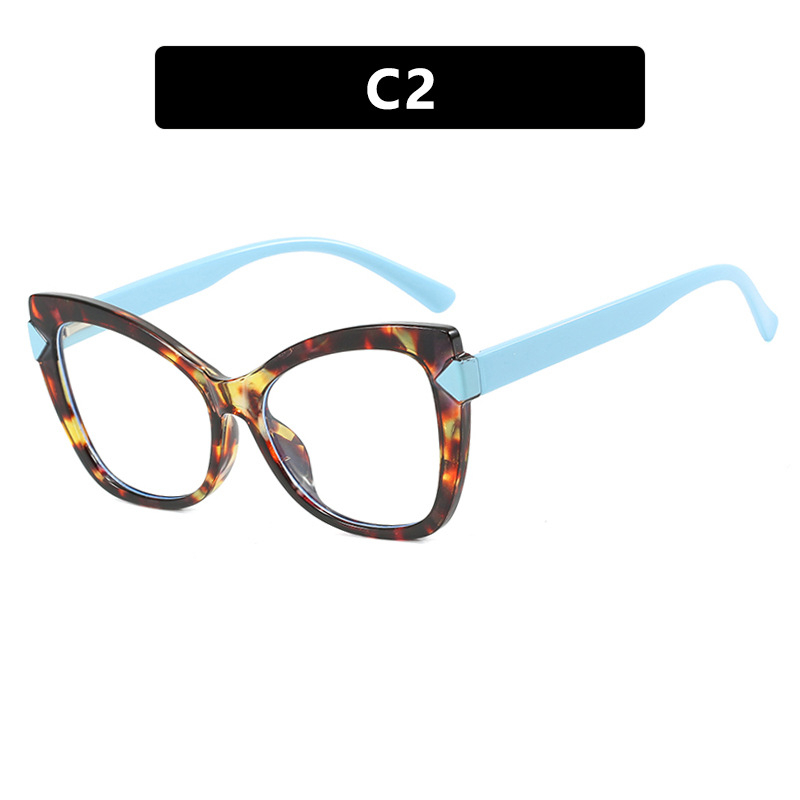 Ramă de ochelari Cat-eye cu blocuri de culoare, stil european și american, lentile de prescripție medicală, blocare a luminii albastre, ramă de ochelari fără machiaj, stil minimalist cu diverse culori