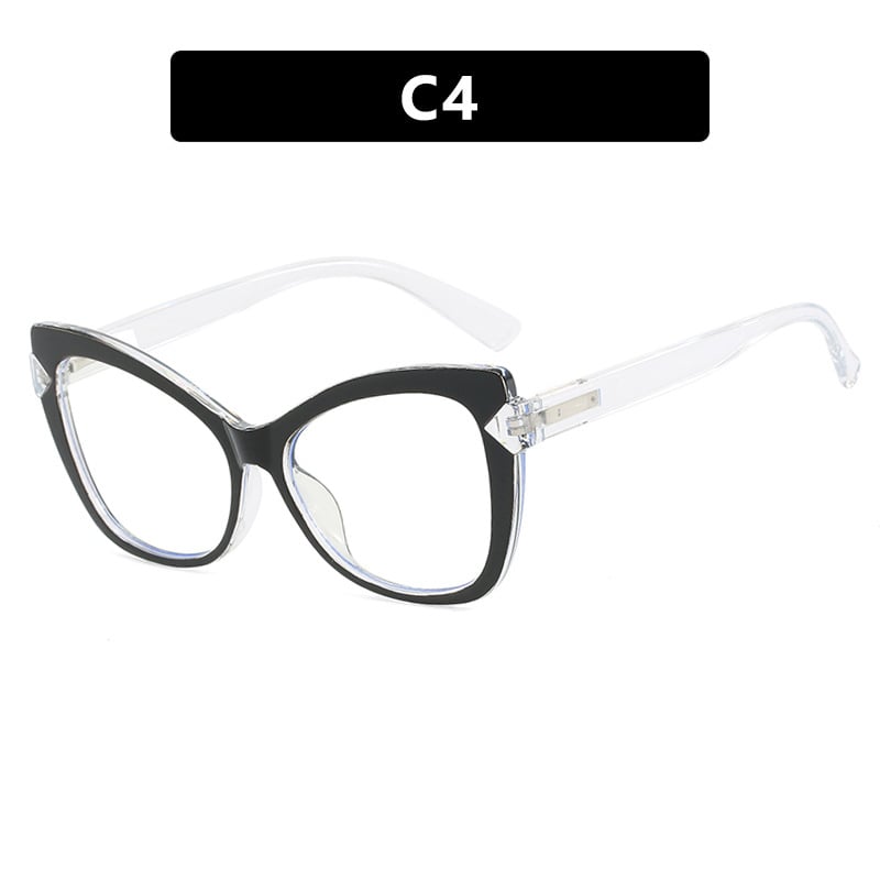 Ramă de ochelari Cat-eye cu blocuri de culoare, stil european și american, lentile de prescripție medicală, blocare a luminii albastre, ramă de ochelari fără machiaj, stil minimalist cu diverse culori