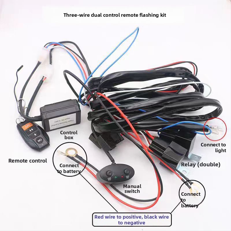 Lu Mingxin Bezdrôtový prepínač s kabelážou pre automobilové LED reflektory a pásy, 12–24V