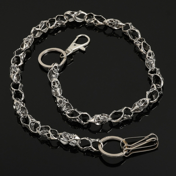 Metalni pojasni lanac s motivima lubanje – unisex, odrasli, svestran stil, širina 3 cm