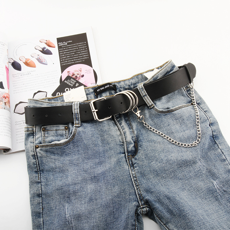 Punk stil lančani kaiš s metalnom kopčom, PU materijal, unisex modni dodatak, širina 2–4 cm