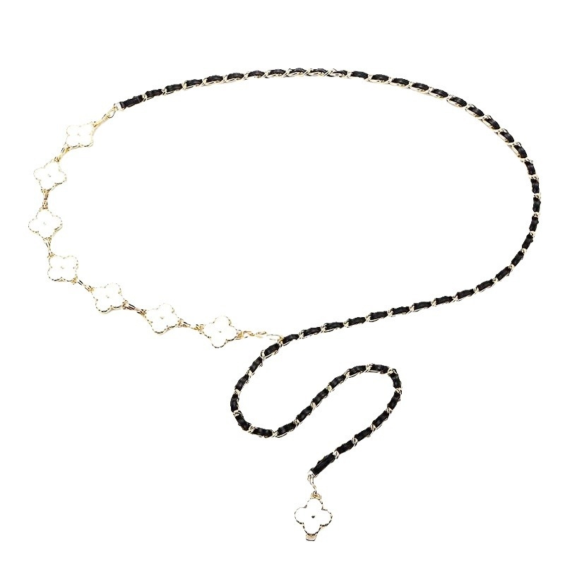 Lanț talie pentru rochie – metal, subțire, versatil; lungime 105 cm, lățime 0,1 cm, design cu un singur inel