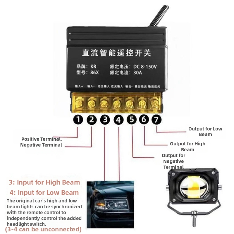 BFH întrerupător de control de la distanță bidirecțional pentru iluminatul auto, interval de tensiune 8–150V, temperatură de funcționare -20 până la 50°C