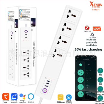 Smart univerzálny predlžovač s Wi‑Fi ovládaním, US/UK/EU zásuvky, 16A, 110–240V, 3500W