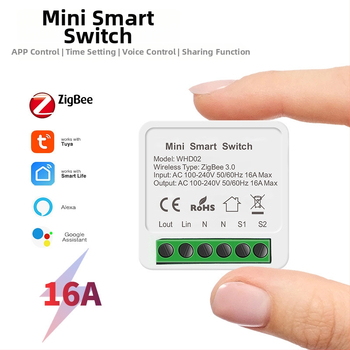 Smart spínač s časovačom, Wi‑Fi a Zigbee, 1/2 kanála, ovládanie cez smartphone, 110–240 V, 16 A, 50 000 cyklov, rozostup otvorov 20 mm