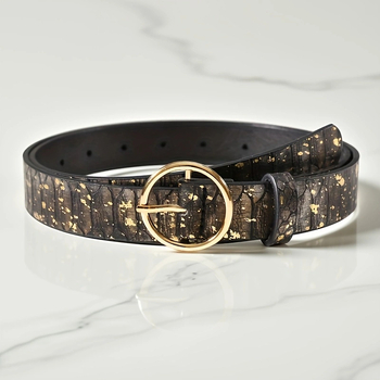 Centură feminină din piele artificială cu model șarpe, cataramă rotundă din aliaj, închidere cu pin, stil artistic vintage, XFS