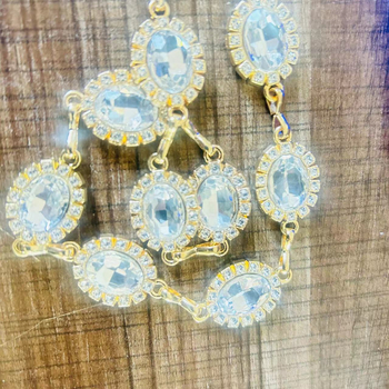 Ženski pojas za struk s kristalima, metalni, dizajn s jednim krugom, širina 3 cm