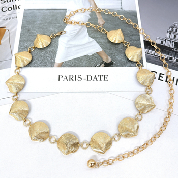 Lanț pentru talie din metal, în formă de scoică, pentru femei — design elegant, stil franțuzesc, accesoriu versatil pentru rochii, potrivit pentru toate sezoanele