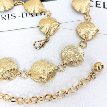 Lanț pentru talie din metal, în formă de scoică, pentru femei — design elegant, stil franțuzesc, accesoriu versatil pentru rochii, potrivit pentru toate sezoanele