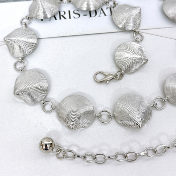 Lanț pentru talie din metal, în formă de scoică, pentru femei — design elegant, stil franțuzesc, accesoriu versatil pentru rochii, potrivit pentru toate sezoanele