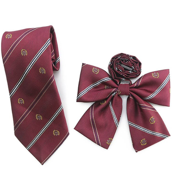 Mašna za ovratnik s cvijetom — unisex, umjetna koža, prugasti uzorak, podstava od poliestera