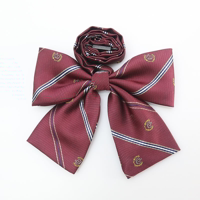 Mašna za ovratnik s cvijetom — unisex, umjetna koža, prugasti uzorak, podstava od poliestera