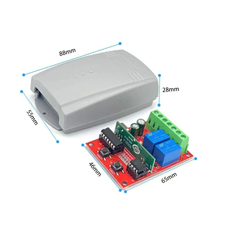 Bežični relejni prekidač s dvostrukim kodom za garažna vrata, 433 MHz, DC9V-24V