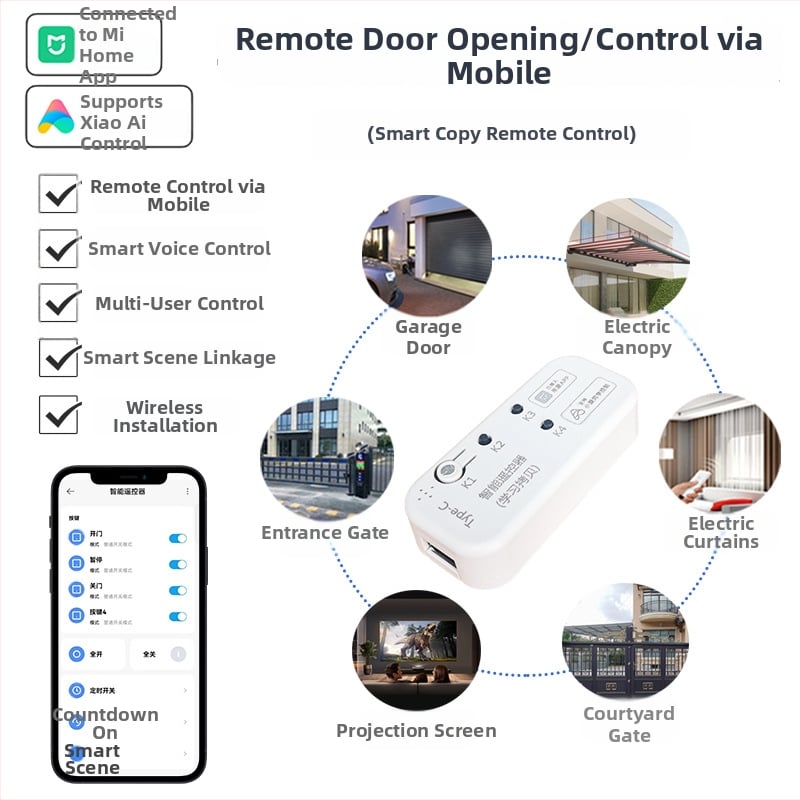 Gateway RF Mijia Mesh pentru controlul ușii prin telecomandă — întrerupător de ușă la distanță (Brand: Happy time; Tip: control de la distanță al întrerupătorului de ușă; Tip întrerupător: întrerupător de la distanță)