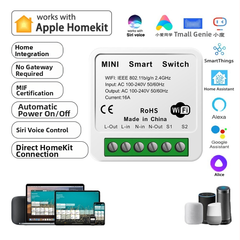 cozylife HomeKit dvojkanálový WiFi inteligentný spínač, 100-240V, 16A, ovládanie Siri a plánovanie v aplikácii/na diaľku