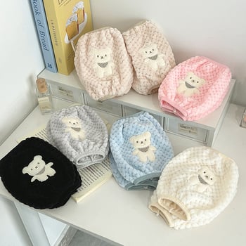 Manșete pluș anti-murdărie Bear pentru treburile casnice și birou – broderie cartoon pe fleece, unisex, iarnă/toamnă