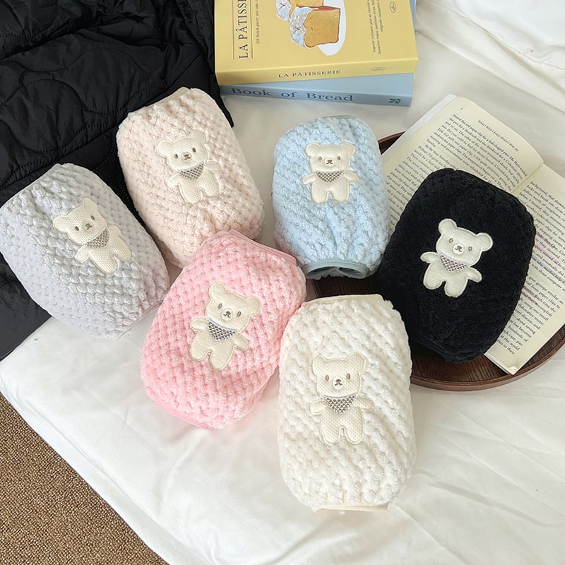 Manșete pluș anti-murdărie Bear pentru treburile casnice și birou – broderie cartoon pe fleece, unisex, iarnă/toamnă