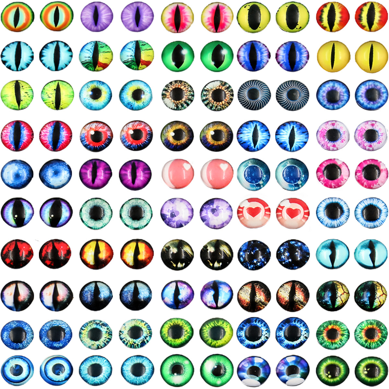 Staklene oči za lutke – 5 stilova, 50 parova, premazane smolom, crtani stil, od PULCHRITUDE