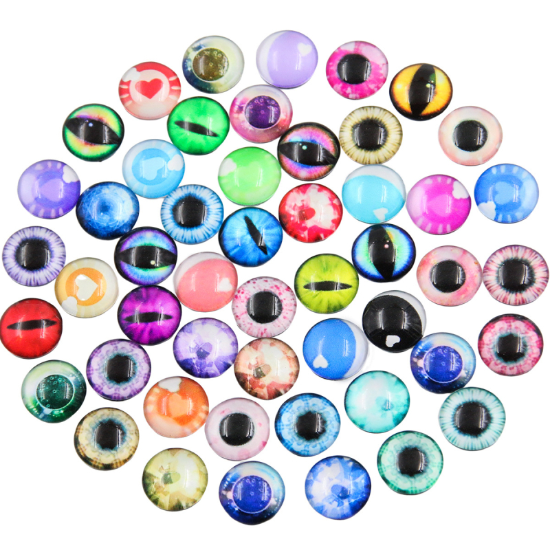 Staklene oči za lutke – 5 stilova, 50 parova, premazane smolom, crtani stil, od PULCHRITUDE