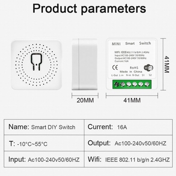 Ewelink Wi-Fi pametni prekidač, upravljanje putem aplikacije, vremensko daljinsko upravljanje, 240V 16A, CE