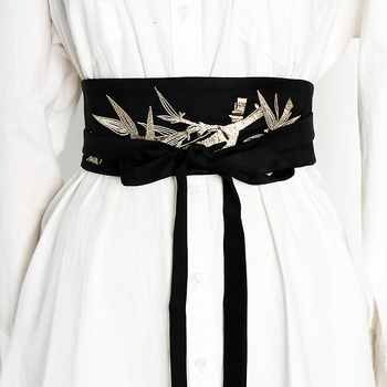 Ukrašeni ženski široki pojas za Hanfu, automatska kopča, materijal: tkanina, širina >4 cm, obrada: tkanina i vezenje