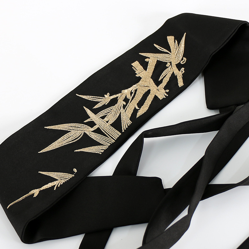 Ukrašeni ženski široki pojas za Hanfu, automatska kopča, materijal: tkanina, širina >4 cm, obrada: tkanina i vezenje