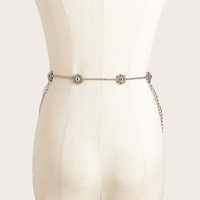 Metalni kaiš za struk haljine, željezna kopča, kuka zatvarač, denim stil, ručno šivane perlice