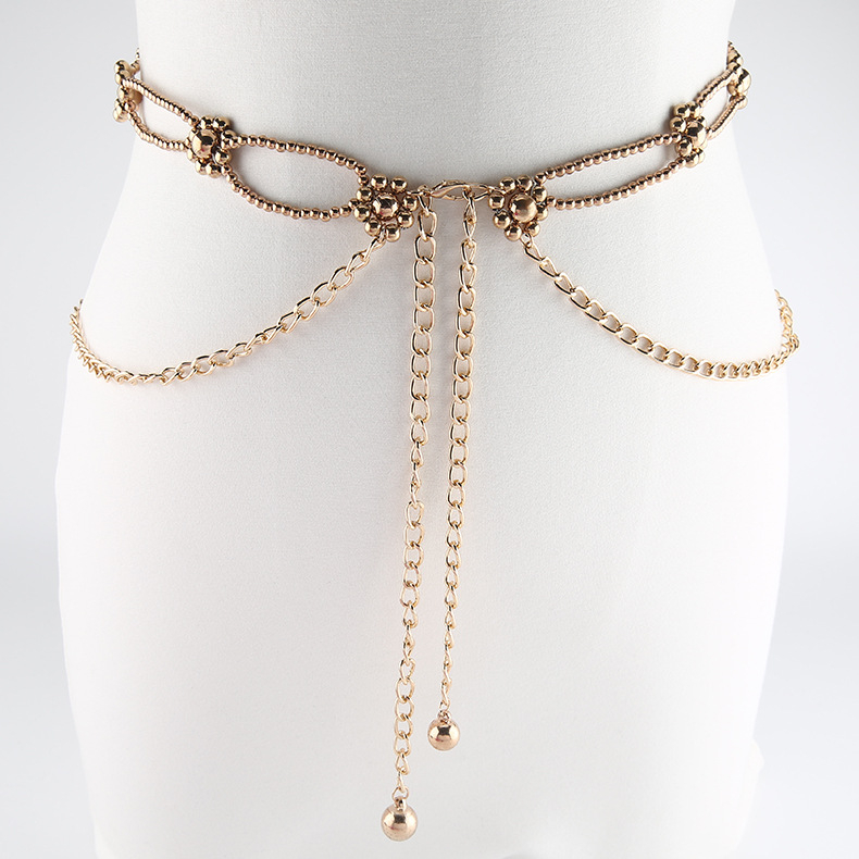 Metalni kaiš za struk haljine, željezna kopča, kuka zatvarač, denim stil, ručno šivane perlice