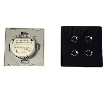 Comutator WiFi inteligent pentru perete, standard european 86-type, ramă din aliaj de aluminiu-magneziu cu panou din sticlă temperată concavă, model Zero-Fire