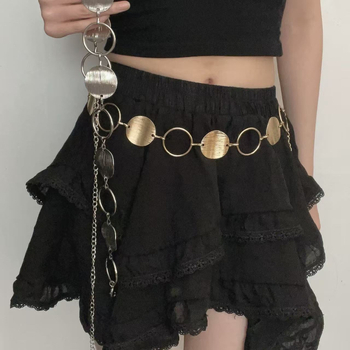 Metalni pojas za struk s geometrijskim prstenima i izrezanim dizajnom za žene – modni dodatak