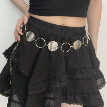 Metalni pojas za struk s geometrijskim prstenima i izrezanim dizajnom za žene – modni dodatak