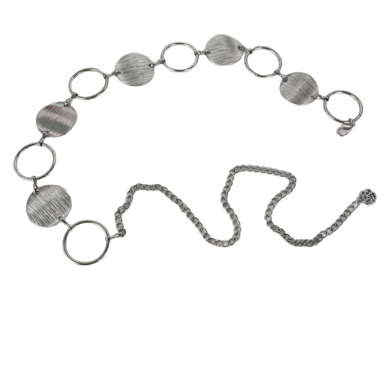 Metalni pojas za struk s geometrijskim prstenima i izrezanim dizajnom za žene – modni dodatak