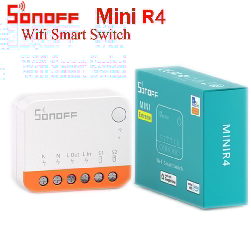 Sonoff Mini R4 WiFi Έξυπνος Διακόπτης, 10A, 100-240V AC, απόσταση οπών εγκατάστασης 42 mm, PC περίβλημα, ζωή 100000 ωρών