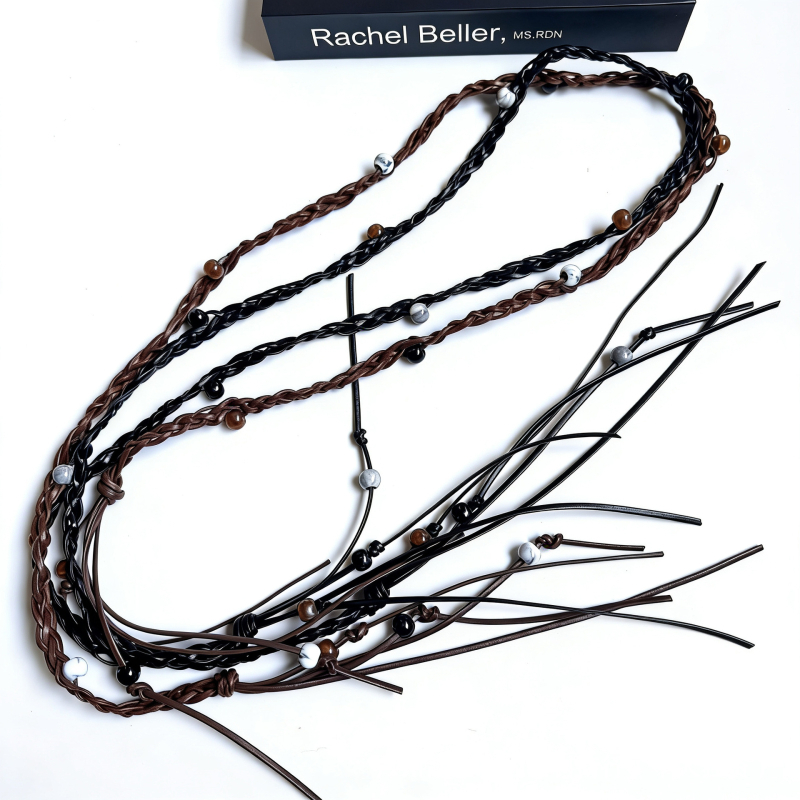 Centură de talie lucrată manual din sfoară de ceară – lățime subțire (<2 cm), închidere cu șnur, cataramă din același material, fabricație manuală