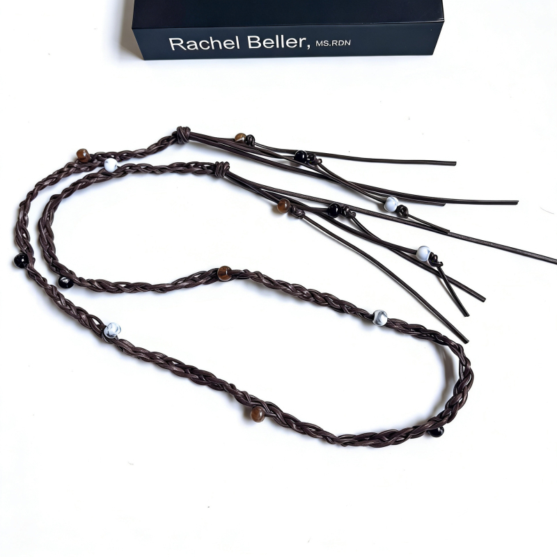 Centură de talie lucrată manual din sfoară de ceară – lățime subțire (<2 cm), închidere cu șnur, cataramă din același material, fabricație manuală