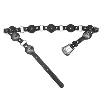 Centură pentru femei din PU cu decor inimă, cataramă din aliaj, închidere cu știft, tehnologie de îmbinare, stil versatil retro punk