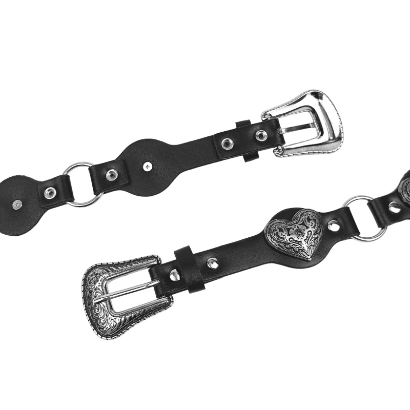 Centură pentru femei din PU cu decor inimă, cataramă din aliaj, închidere cu știft, tehnologie de îmbinare, stil versatil retro punk