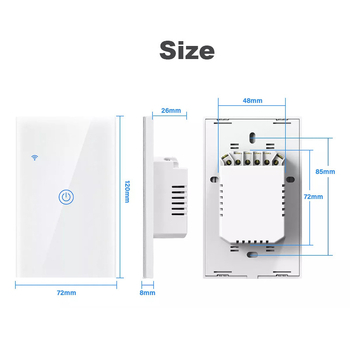 WiFi Έξυπνος Διακόπτης Τοίχου - 110-240V, 10A, πάνελ από πλαστικό και γυαλί, RoHS και FCC πιστοποιημένο
