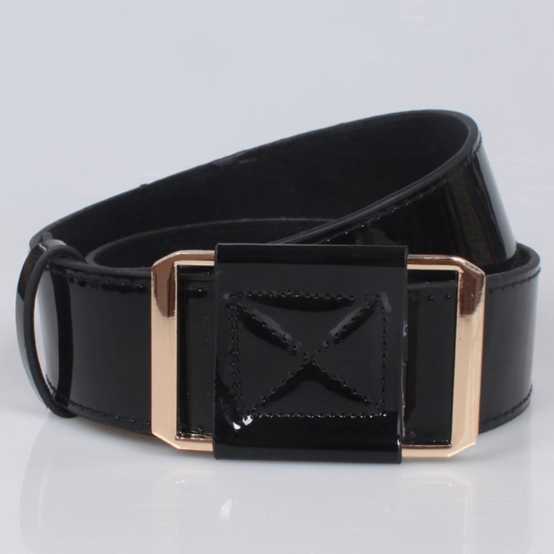 Curea din piele sintetică, cataramă netedă din aliaj, vară 2023