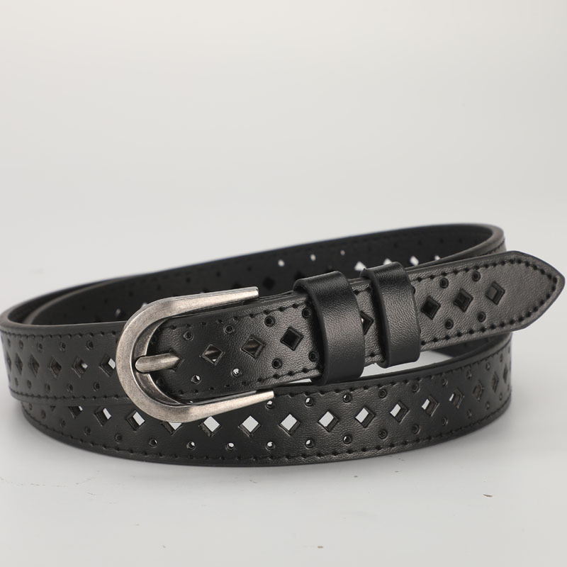 Centură pentru femei din PU, cataramă din aliaj cu închidere cu pin, lățime sub 2 cm, stil vintage-literar retro